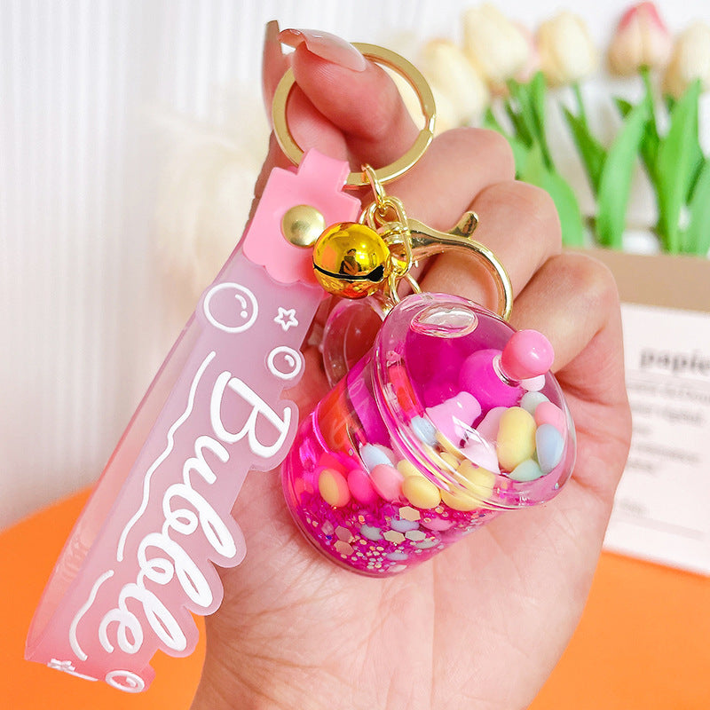 Wholesale Acrylic Oil-In Mugs Liquid Quicksand Keychain